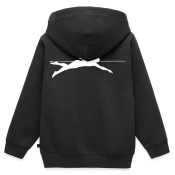 Graphiques dynamiques de la ligne Sprinter - Sweat Premium à capuche zippé enfant bio - noir - Dos - AI Model Kid Male (0cm)