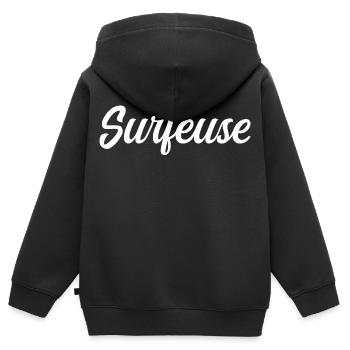 Wellenreiter - Kinder Premium Organic Zip Hoodie - Schwarz - Hinten - AI Model Kid Male (0cm)
