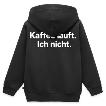 Kaffee läuft Ich nicht Spruch Morgenmuffel - Kinder Premium Organic Zip Hoodie - Schwarz - Hinten - AI Model Kid Male (0cm)