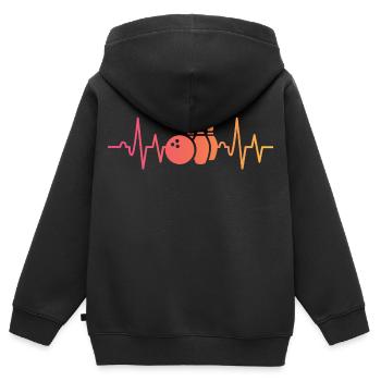 Bowling Sunset Heartbeat Bowler - Kinder Premium Organic Zip Hoodie - Schwarz - Hinten - AI Model Kid Male (0cm)