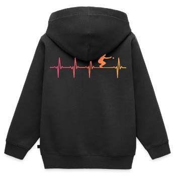 Sunset Pétanque Herzschlag-Bouliste - Kinder Premium Organic Zip Hoodie - Schwarz - Hinten - AI Model Kid Male (0cm)