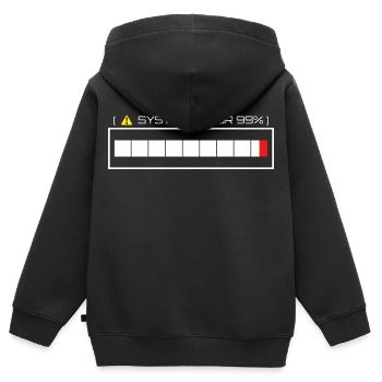 Systemfehler 99% Ladezustand - Kinder Premium Organic Zip Hoodie - Schwarz - Hinten - AI Model Kid Male (0cm)