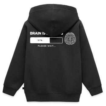 Le cerveau se charge - Sweat Premium à capuche zippé enfant bio - noir - Dos - AI Model Kid Male (0cm)