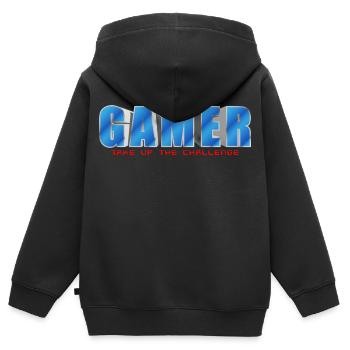 NERDY forever - Gamer - Kinder Premium Organic Zip Hoodie - Schwarz - Hinten - AI Model Kid Male (0cm)