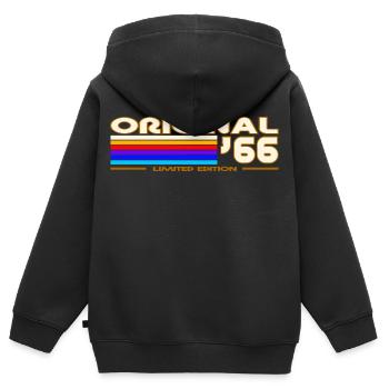 1966 - Kinder Premium Organic Zip Hoodie - Schwarz - Hinten - AI Model Kid Male (0cm)