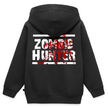 Chasseur de zombie - Sweat Premium à capuche zippé enfant bio - noir - Dos - AI Model Kid Male (0cm)