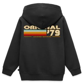 1979 - Kids Premium Organic Zip-up Hoodie - black - Back - AI Model Kid Male (0cm)