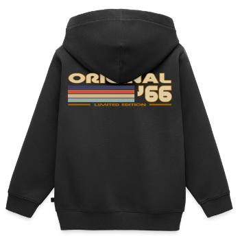 1966 - Kinder Premium Organic Zip Hoodie - Schwarz - Hinten - AI Model Kid Male (0cm)