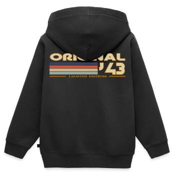 1943 - Kinder Premium Organic Zip Hoodie - Schwarz - Hinten - AI Model Kid Male (0cm)