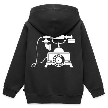 téléphone - Sweat Premium à capuche zippé enfant bio - noir - Dos - AI Model Kid Male (0cm)