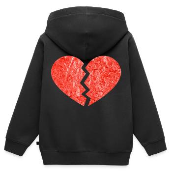 Cœur brisé - Sweat Premium à capuche zippé enfant bio - noir - Dos - AI Model Kid Male (0cm)