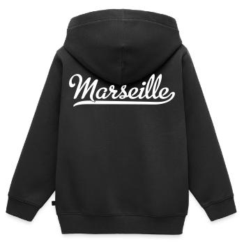 Marseille - Kinder Premium Organic Zip Hoodie - Schwarz - Hinten - AI Model Kid Male (0cm)