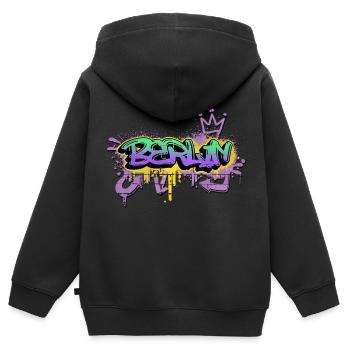 Berlin Allemagne Ville Graffiti Spray Sprayer - Sweat Premium à capuche zippé enfant bio - noir - Dos - AI Model Kid Male (0cm)