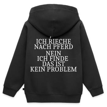 Ja ich rieche nach Pferd - Kinder Premium Organic Zip Hoodie - Schwarz - Hinten - AI Model Kid Male (0cm)