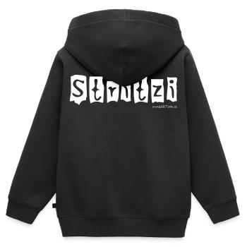 Stritzi - Strolch, cheeky, Austrian dialect - Kids Premium Organic Zip-up Hoodie - black - Back - AI Model Kid Male (0cm)