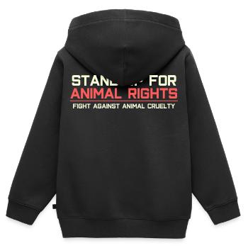 Setz dich ein für Tierrechte - Kinder Premium Organic Zip Hoodie - Schwarz - Hinten - AI Model Kid Male (0cm)