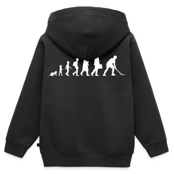 Feldhockey Evolution - Kinder Premium Organic Zip Hoodie - Schwarz - Hinten - AI Model Kid Male (0cm)