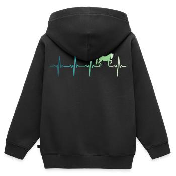 cheval battement de coeur équitation dressage - Sweat Premium à capuche zippé enfant bio - noir - Dos - AI Model Kid Male (0cm)
