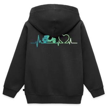 Heartbeat Roller Motor Roller - Kinder Premium Organic Zip Hoodie - Schwarz - Hinten - AI Model Kid Male (0cm)