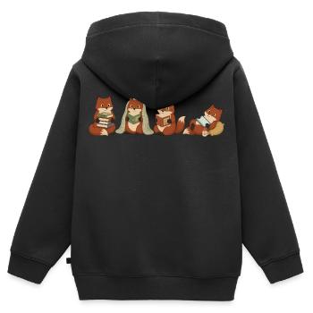 Undercover Reader Cats - Kids Premium Organic Zip-up Hoodie - black - Back - AI Model Kid Male (0cm)