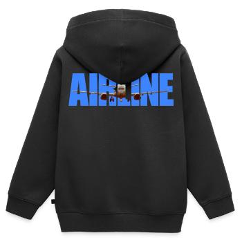 Avion dans le style du logo de la compagnie aérienne - Sweat Premium à capuche zippé enfant bio - noir - Dos - AI Model Kid Male (0cm)
