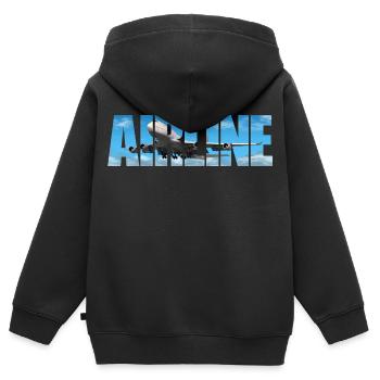 Compagnie aérienne B 747 - Sweat Premium à capuche zippé enfant bio - noir - Dos - AI Model Kid Male (0cm)