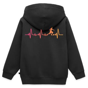 Sunset Soccer Heartbeat Fußballer Fußballspieler - Kinder Premium Organic Zip Hoodie - Schwarz - Hinten - AI Model Kid Male (0cm)