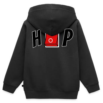 Hip Hop - Kinder Premium Organic Zip Hoodie - Schwarz - Hinten - AI Model Kid Male (0cm)