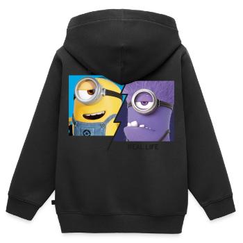 Minions Stuart Online Vs. Real Life - Kinder Premium Organic Zip Hoodie - Schwarz - Hinten - AI Model Kid Male (0cm)