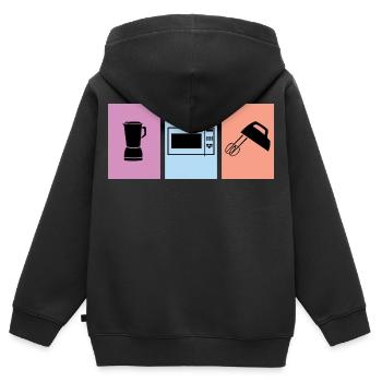 Cuire - Sweat Premium à capuche zippé enfant bio - noir - Dos - AI Model Kid Male (0cm)