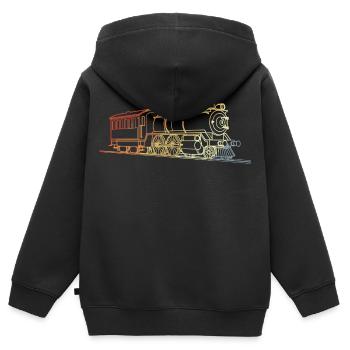 Locomotive Style Rétro - Sweat Premium à capuche zippé enfant bio - noir - Dos - AI Model Kid Male (0cm)
