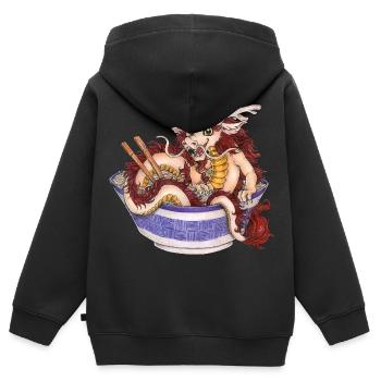 Witziger Ramen Nudel Drache Essen Japan Geschenk - Kinder Premium Organic Zip Hoodie - Schwarz - Hinten - AI Model Kid Male (0cm)