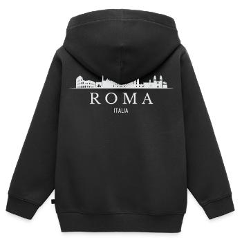 La silhouette de Rome, j’adore Rome - Sweat Premium à capuche zippé enfant bio - noir - Dos - AI Model Kid Male (0cm)
