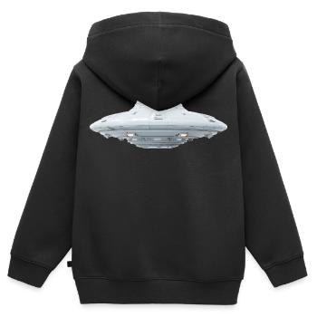 UFO - Kinder Premium Organic Zip Hoodie - Schwarz - Hinten - AI Model Kid Male (0cm)