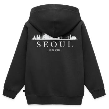 Seoul Skyline, Seoul, Südkorea - Kinder Premium Organic Zip Hoodie - Schwarz - Hinten - AI Model Kid Male (0cm)