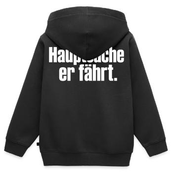 Hauptsache er fährt Spruch Auto Tuning Humor - Kinder Premium Organic Zip Hoodie - Schwarz - Hinten - AI Model Kid Male (0cm)