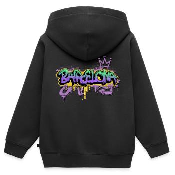 Barcelona Spanien Stadt Graffiti Spray Sprayer - Kinder Premium Organic Zip Hoodie - Schwarz - Hinten - AI Model Kid Male (0cm)