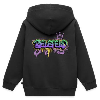 Bielefeld Deutschland Stadt Graffiti Spray Sprayer - Kinder Premium Organic Zip Hoodie - Schwarz - Hinten - AI Model Kid Male (0cm)