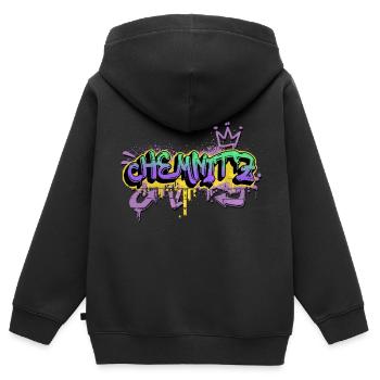 Chemnitz Deutschland Stadt Graffiti Spray Sprayer - Kinder Premium Organic Zip Hoodie - Schwarz - Hinten - AI Model Kid Male (0cm)
