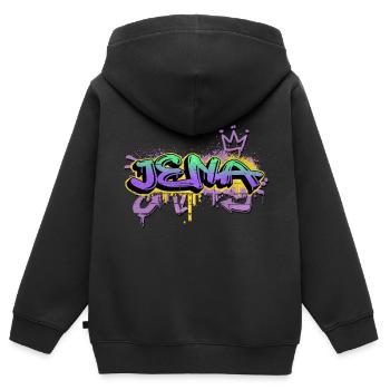 Jena Allemagne Ville Graffiti Pulvérisateur - Sweat Premium à capuche zippé enfant bio - noir - Dos - AI Model Kid Male (0cm)