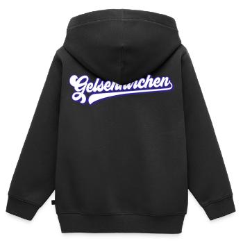 Texte de Gelsenkirchen | Couleurs changeantes - Sweat Premium à capuche zippé enfant bio - noir - Dos - AI Model Kid Male (0cm)