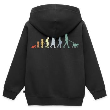 Propriétaire de chien Evolution - Sweat Premium à capuche zippé enfant bio - noir - Dos - AI Model Kid Male (0cm)
