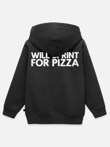 Will Sprint For Pizza - Kinder Premium Organic Zip Hoodie - Schwarz