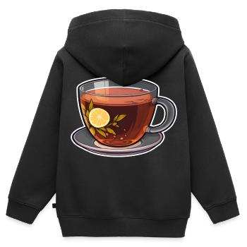 Tea Cup Glass Lemon Warm Water Leaves Warm - Kids Premium Organic Zip-up Hoodie - black - Back - AI Model Kid Male (0cm)