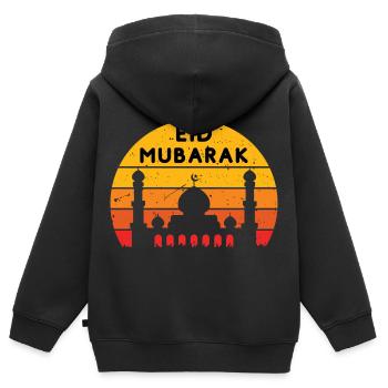 Ramadan Eid Mubarak Sunset - Kids Premium Organic Zip-up Hoodie - black - Back - AI Model Kid Male (0cm)
