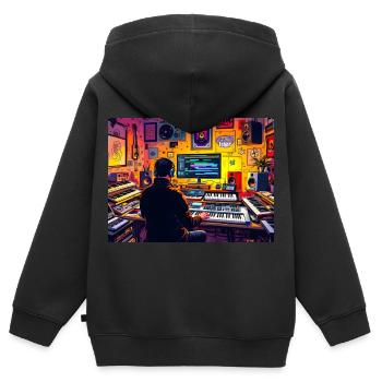 My Home is my Studio Nr.2 - Kinder Premium Organic Zip Hoodie - Schwarz - Hinten - AI Model Kid Male (0cm)