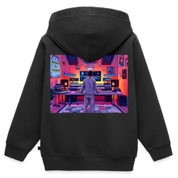 My Home is My Studio Nr.11 - Kinder Premium Organic Zip Hoodie - Schwarz - Hinten - AI Model Kid Male (0cm)