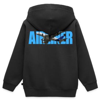 Airliner A-380 - Kinder Premium Organic Zip Hoodie - Schwarz - Hinten - AI Model Kid Male (0cm)