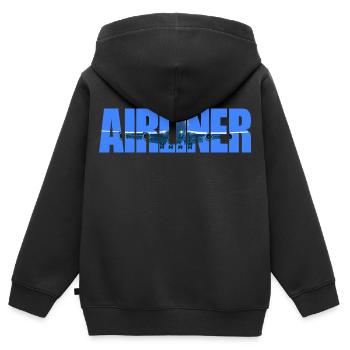 Airliner Jumbo-Jet - Kinder Premium Organic Zip Hoodie - Schwarz - Hinten - AI Model Kid Male (0cm)