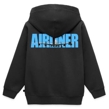 Avion de ligne A-380 - Sweat Premium à capuche zippé enfant bio - noir - Dos - AI Model Kid Male (0cm)